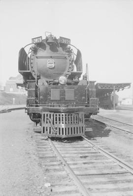 Union Pacific Railroad steam locomotive number 3975 at Tacoma, Washington in 1947.