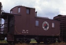 Northern Pacific wood caboose 1314 at Sumas, Washington, in 1968.