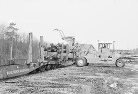 Burlington Northern log cars at Moclips, Washington in 1975.