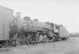 Northern Pacific steam locomotive 1850 at Staples, Minnesota, in 1954.