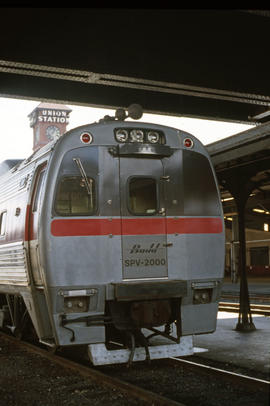 Budd Company rail diesel car SPV-2000 at Portland, Oregon in 1982.