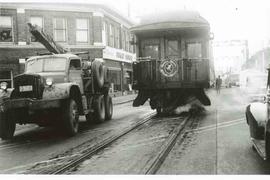 Chicago Milwaukee St. Paul and Pacific Railroad passenger train  at Renton, Washington, circa 1947.