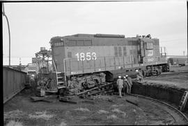 Burlington Northern locomotive 1853 at Tacoma, Washington in 1974.