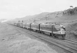 Northern Pacific diesel locomotive 7000 at Muir, Montana, in 1954.