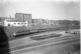 Amtrak diesel locomotives 9758 at Tacoma, Washington on May 12, 1971.