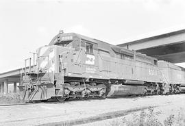 Burlington Northern diesel locomotive 6398 at Auburn, Washington in 1975.