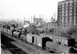 Northern Pacific freight yard in Seattle, Washington, circa 1925.