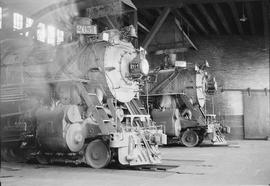 Northern Pacific steam locomotive 2654 at Glendive, Montana, in 1953.