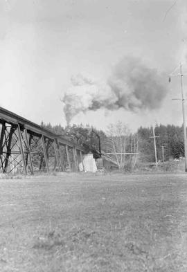 Rayonier Incorporated Steam Locomotive Number 38 at Hoquiam, Washington in March, 1962.