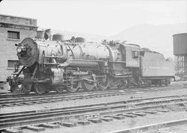 Northern Pacific steam locomotive 2228 at Missoula, Montana, in 1943.