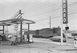 Northern Pacific diesel locomotive 239 at Renton, Washington, in 1970.