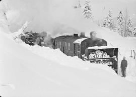 Northern Pacific Railroad Rotary Snow Plow Number 9 at Martin, Washington in 1949-50.