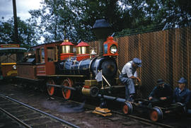 Portland Zoo Railway steam locomotive Oregon at North Portland, Oregon in 1959.