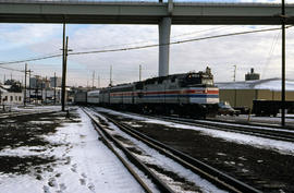 Amtrak diesel locomotive 216 at Portland, Oregon in 1978.