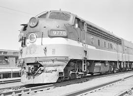 Burlington Northern diesel locomotive 9778 at Spokane, Washington in 1970.