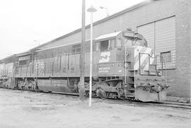 Burlington Northern diesel locomotive 5710 at Auburn, Washington in 1973.