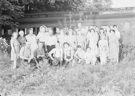 Northern Pacific Railway people at Kanaskat, Washington in August 1945.