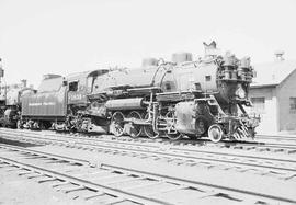 Northern Pacific steam locomotive 1838 at Livingston, Montana, in 1952.