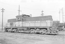 Burlington Northern diesel locomotive 4010 at Tacoma, Washington in 1972.