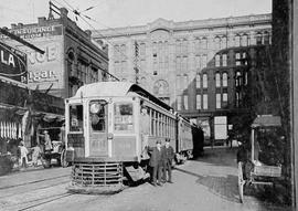 Puget Sound Electric Railway interurban 501 at Seattle, Washington, circa 1925.