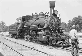 Sierra Railway Steam Locomotive Number 28 at Jamestown, California in June, 1974.