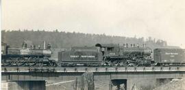 Great Northern Railway steam locomotive 1014 in Washington State, undated.