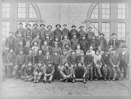 Northern Pacific workers at South Tacoma, Washington, circa 1900.