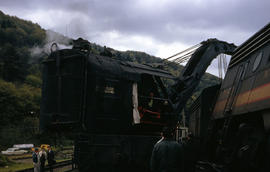 Spokane, Portland and Seattle Railway wrecking crane X-5 at Portland, Oregon in 1968.