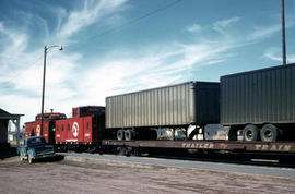 Great Northern Railway Company caboose 253 at Cut Bank, Montana in 1960.