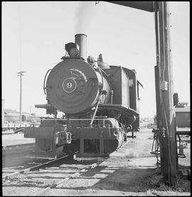 Northern Pacific steam locomotive 9 at South Tacoma, Washington, circa 1946.