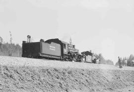 Rayonier Incorporated Steam Locomotive Number 38 at Hoquiam, Washington in March, 1962.