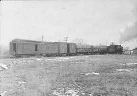 Northern Pacific mixed train number 735 at Rush City, Minnesota, in 1950.