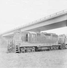 Northern Pacific diesel locomotive number 383 at Auburn, Washington, in 1967.