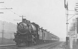 Northern Pacific steam locomotive number 2264 at Argo, Washington, circa 1940.