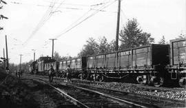 Pacific Coast Railroad work train at Renton, Washington in 1946.