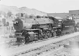 Northern Pacific steam locomotive 1660 at Livingston, Montana, in 1949.