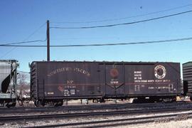Northern Pacific 50-foot, single plug door refrigerator car 97836 at Denver, Colorado, in 1990.