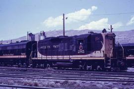 Northern Pacific freight power 285 with 7005B prepare to leave Livingston, Montana, in 1965.