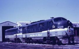 Northern Pacific 6504A and 6503D in Livingston, Montana, in 1965. .