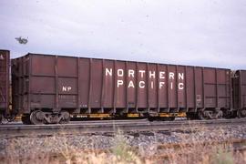 Northern Pacific wood chip car 119503 at Pasco, Washington, in 1983.