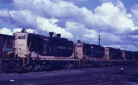 Northern Pacific 201-308-302-312 parked in Spokane, Washington in 1968.