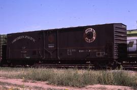 Northern Pacific 50-foot, single plug door refrigerator car 96120 at Plainview, Texas, in 1985.