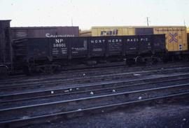 Northern Pacific gondola car number 58801, at Albuquerque, New Mexico, in 1979.