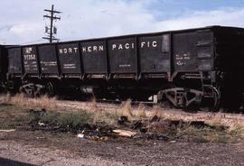 Northern Pacific gondola car number 58352, at Broomfield, Colorado, in 1976.