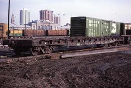 Northern Pacific flat car 62853 at Denver, Colorado, in 1982.