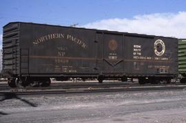 Northern Pacific 50-foot, single plug door refrigerator car 97629 at Albuquerque, New Mexico, in ...