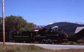 Northern Pacific 1070 arrives Wickersham, Washington, on the Lake Whatcom Railway in 1977.